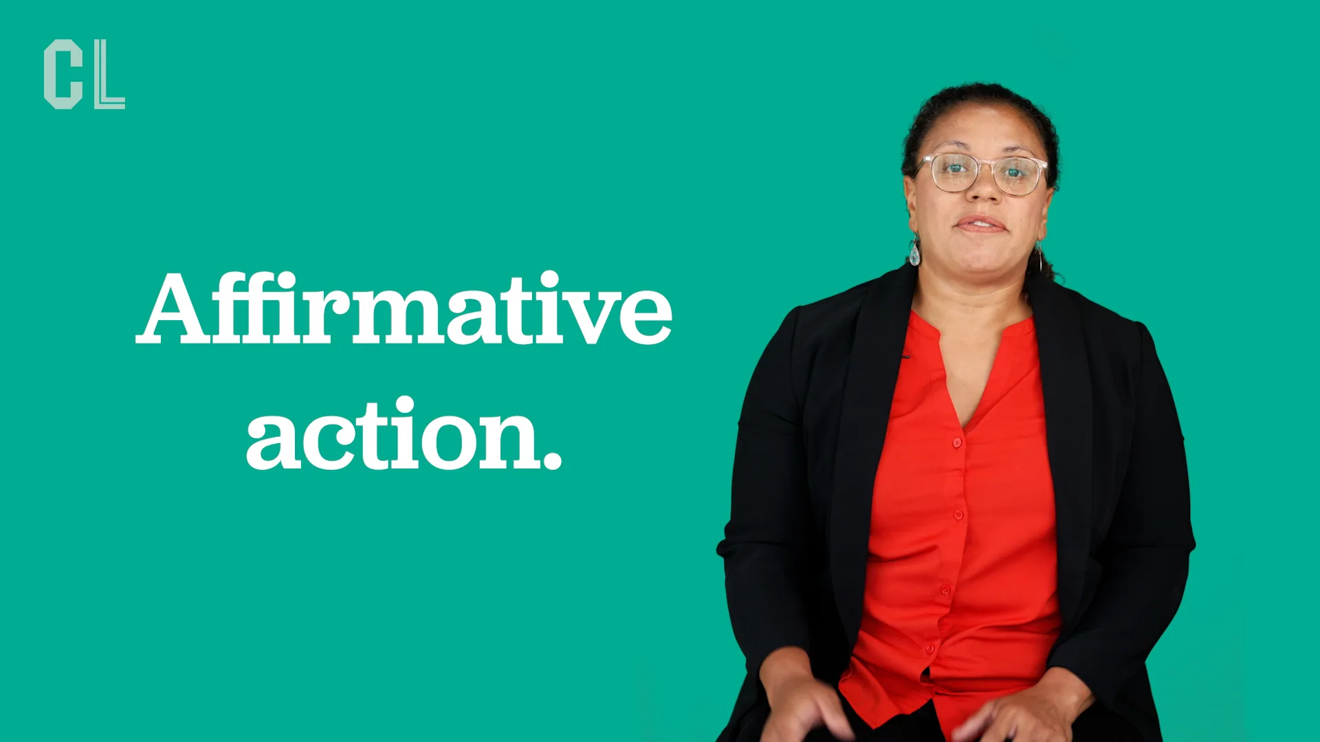 Carmen Daugherty, Deputy Executive Director, Advancement Project explains the affirmative action SCOTUS decision against a teal background.
