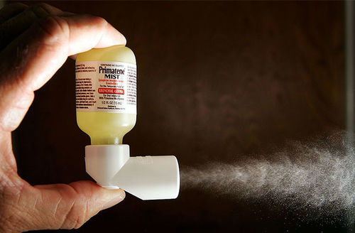 Primatene Mist, a nonprescription inhaler used to help asthma patients breathe better during an asthma attack.