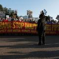 Activists gather in front of the White House during a rally against the Dakota Access Pipeline September 13, 2016, in Washington, D.C.