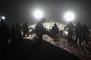 Military veterans confront police guarding a bridge near Oceti Sakowin Camp on the edge of the Standing Rock Sioux Reservation on December 1, 2016, outside Cannon Ball, North Dakota, during a protest against the Dakota Access Pipeline.